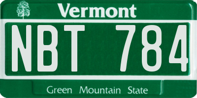 VT license plate NBT784