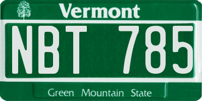 VT license plate NBT785