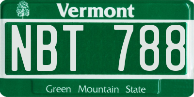 VT license plate NBT788