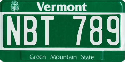 VT license plate NBT789