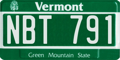 VT license plate NBT791