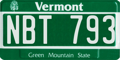 VT license plate NBT793