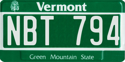 VT license plate NBT794