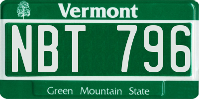 VT license plate NBT796