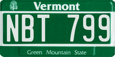 VT license plate NBT799