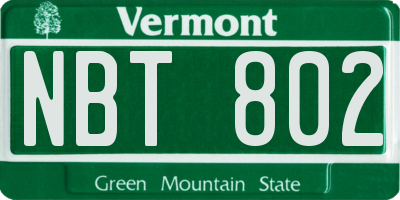 VT license plate NBT802