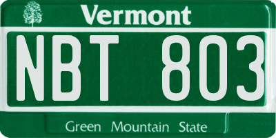 VT license plate NBT803