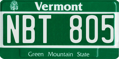 VT license plate NBT805
