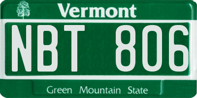 VT license plate NBT806