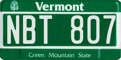 VT license plate NBT807
