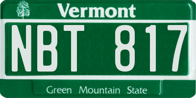 VT license plate NBT817