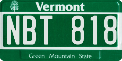 VT license plate NBT818