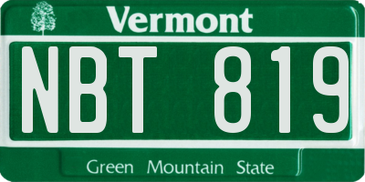 VT license plate NBT819