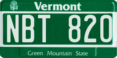 VT license plate NBT820