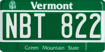 VT license plate NBT822