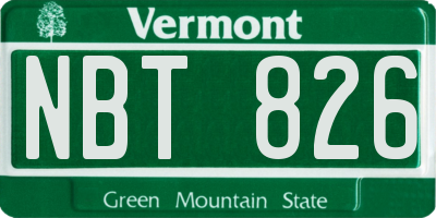 VT license plate NBT826