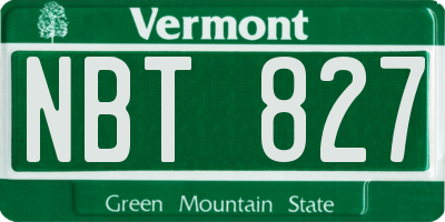 VT license plate NBT827