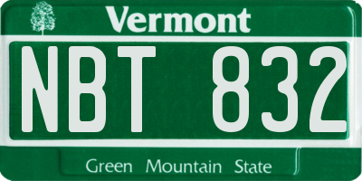 VT license plate NBT832