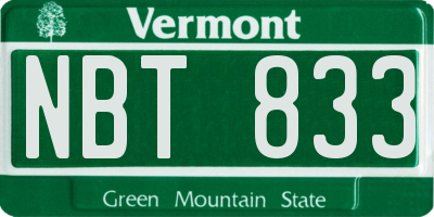 VT license plate NBT833