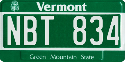VT license plate NBT834