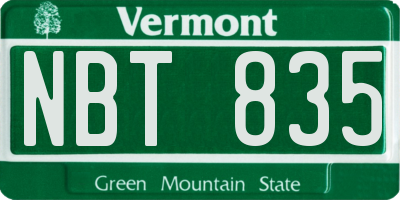 VT license plate NBT835