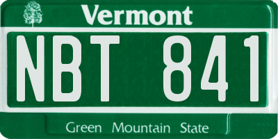 VT license plate NBT841