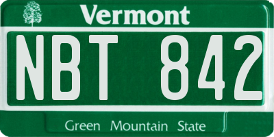 VT license plate NBT842