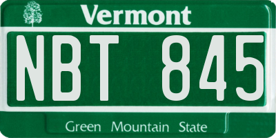 VT license plate NBT845