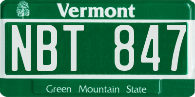 VT license plate NBT847