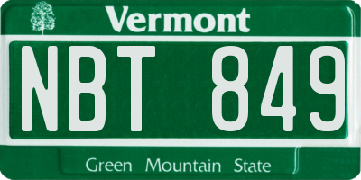 VT license plate NBT849