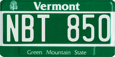 VT license plate NBT850
