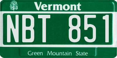 VT license plate NBT851
