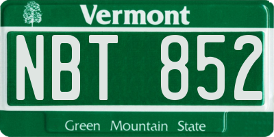 VT license plate NBT852