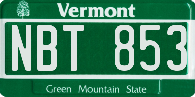 VT license plate NBT853