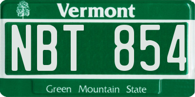 VT license plate NBT854