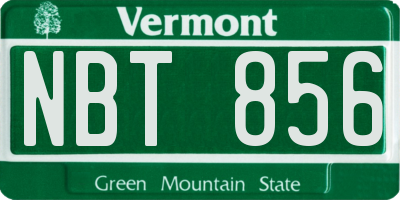 VT license plate NBT856