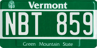 VT license plate NBT859