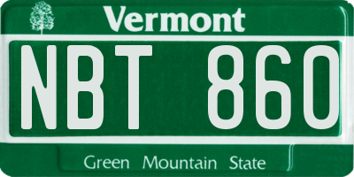 VT license plate NBT860