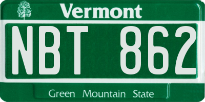 VT license plate NBT862