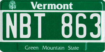 VT license plate NBT863