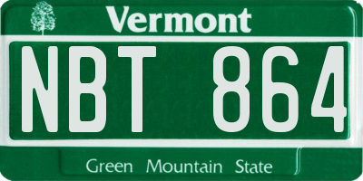 VT license plate NBT864