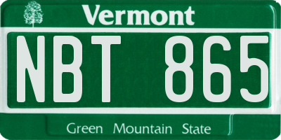 VT license plate NBT865