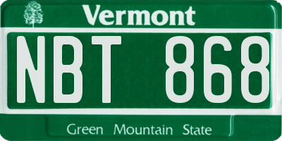 VT license plate NBT868
