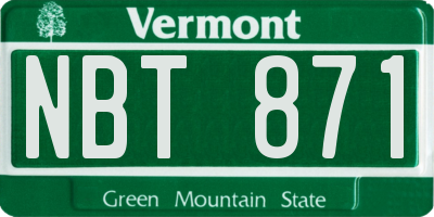 VT license plate NBT871