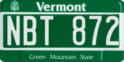 VT license plate NBT872