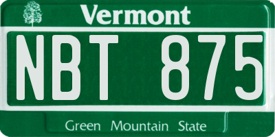 VT license plate NBT875