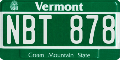 VT license plate NBT878