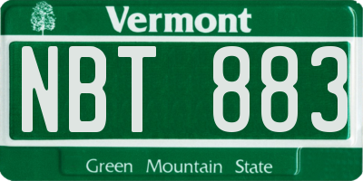 VT license plate NBT883