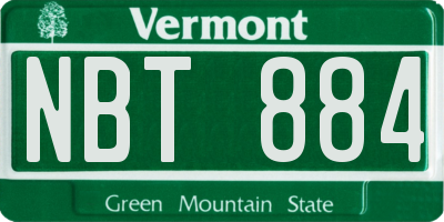 VT license plate NBT884