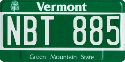VT license plate NBT885